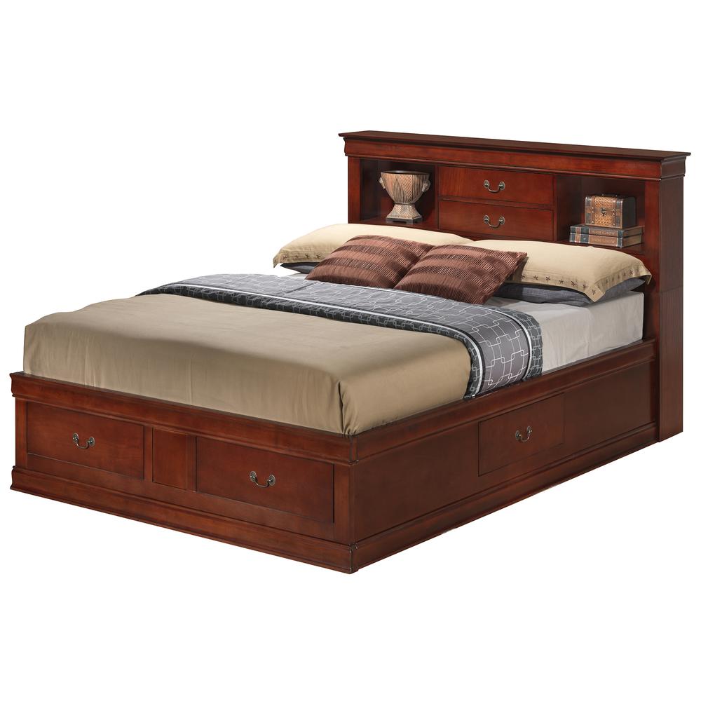 Louis Philippe Cherry King Storage Platform Bed. Picture 2