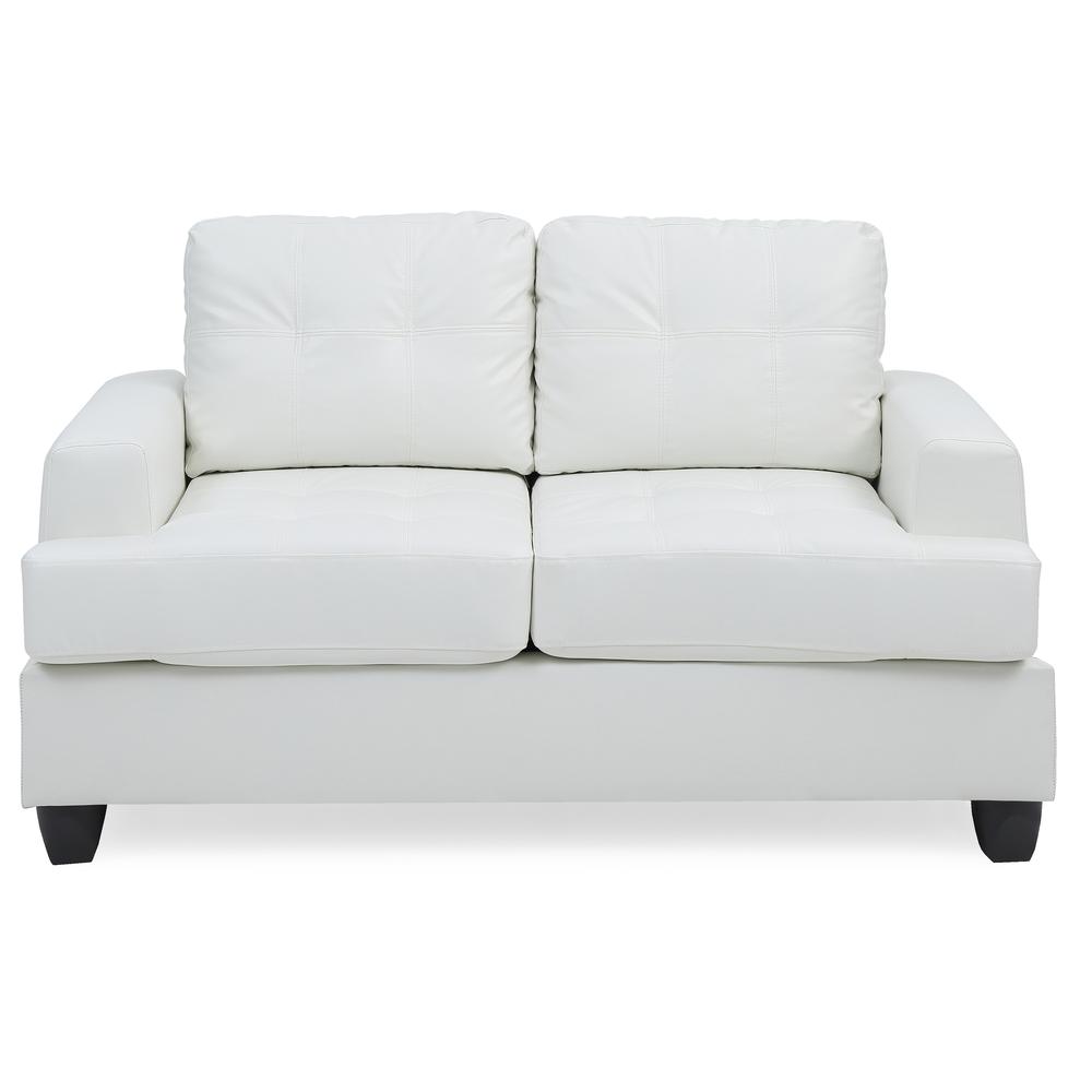Sandridge 58 in. W Flared Arm Faux Leather Straight Sofa in White. Picture 1