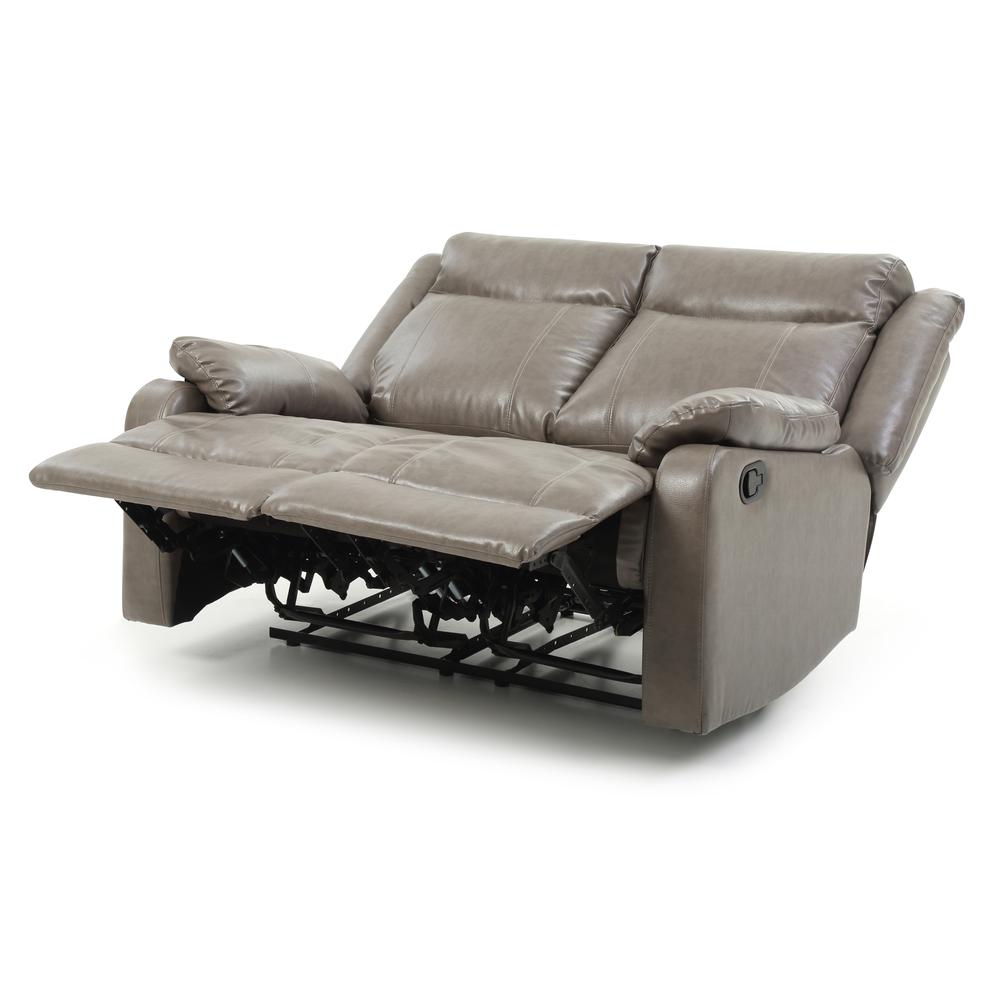 Ward 55 in. Gray Faux leather 2-Seater Reclining Sofa with Pillow Top Arm. Picture 4