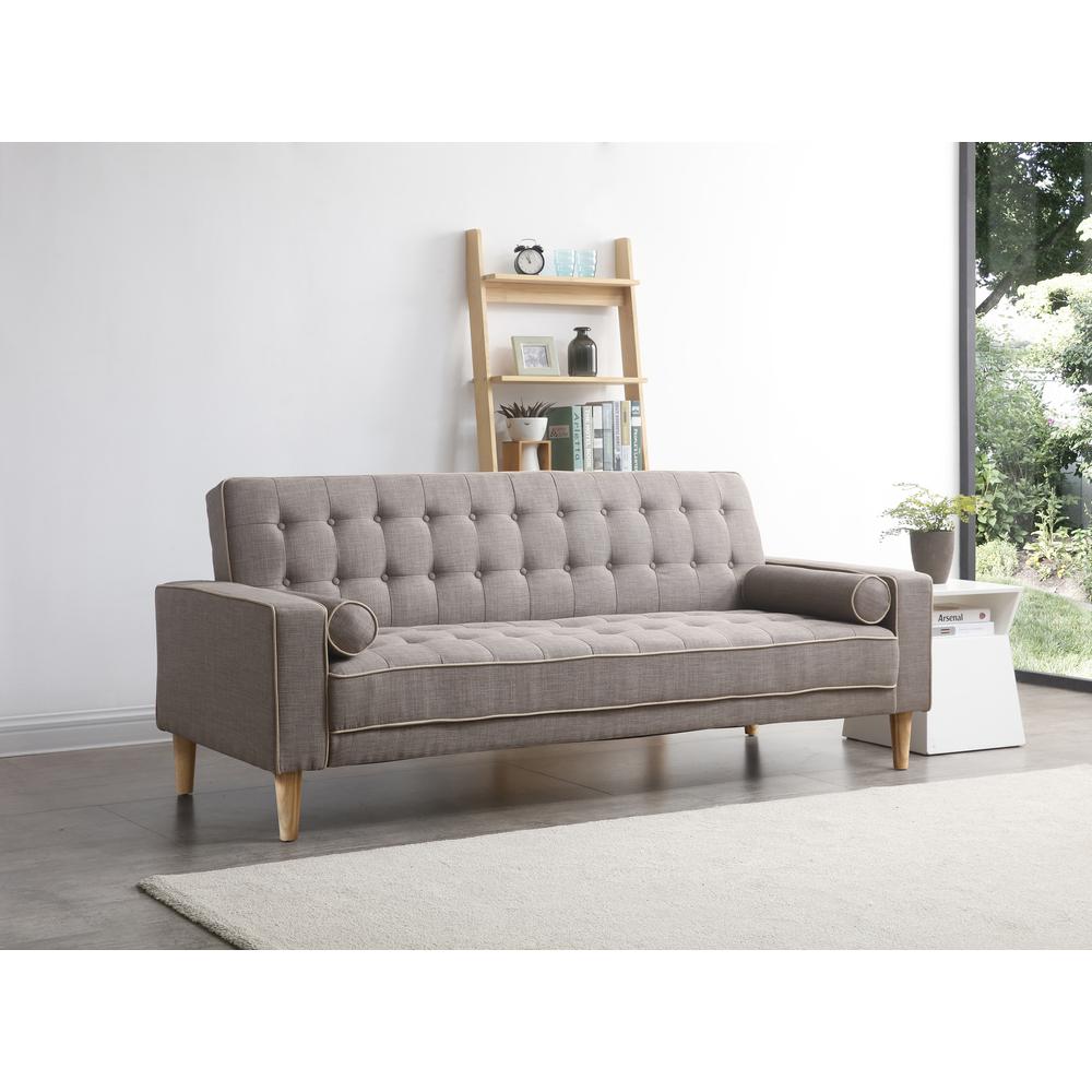 Andrews 85 in. W Flared Arm Polyester Straight Sofa in Gray. Picture 6