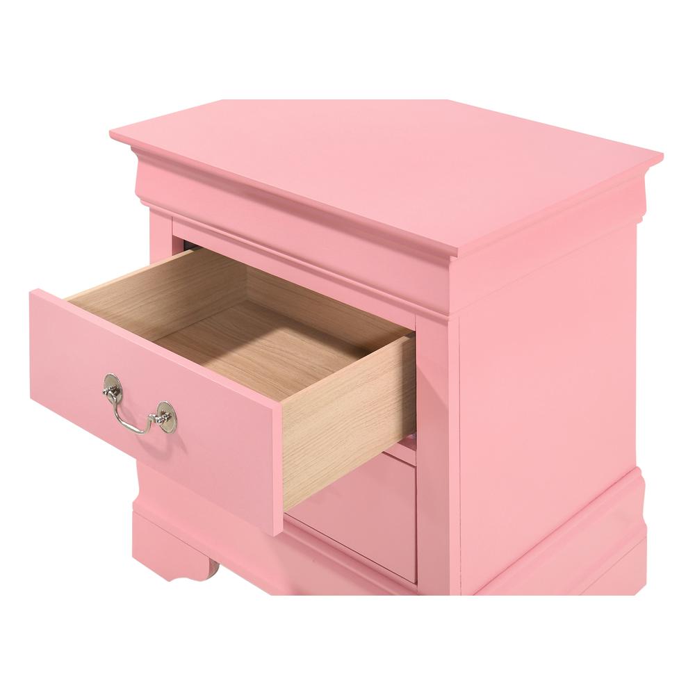 Louis Philippe 2-Drawer Pink Nightstand (24 in. H X 21 in. W X 16 in. D). Picture 3