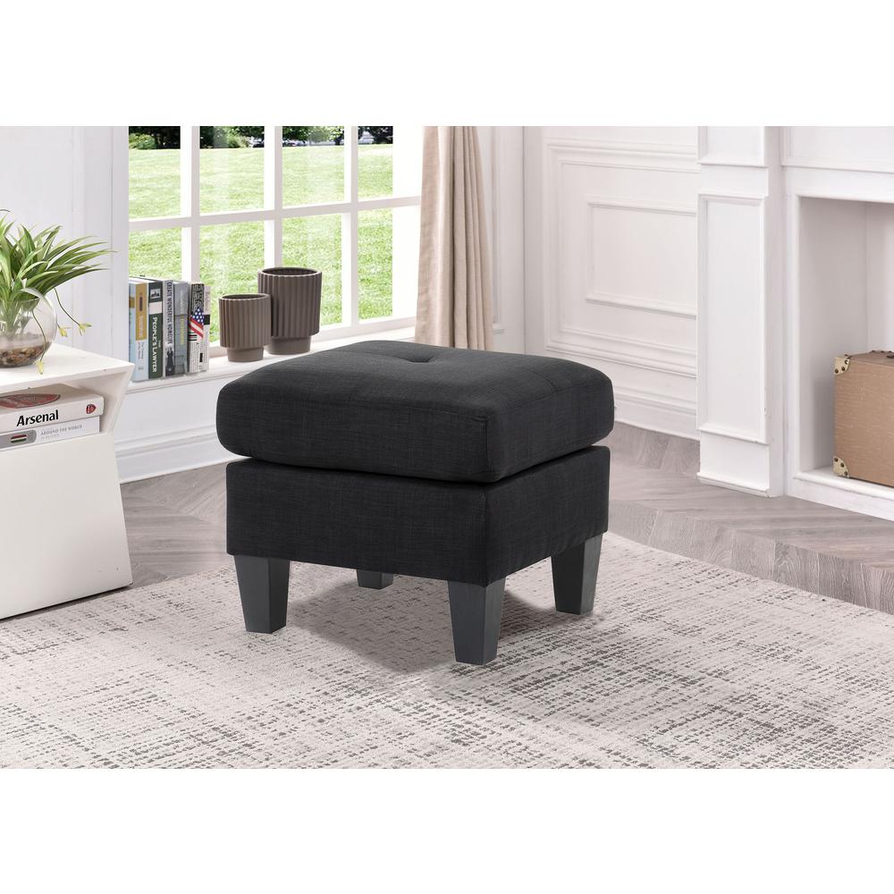 Newbury Black Polyester Upholstered Ottoman. Picture 3