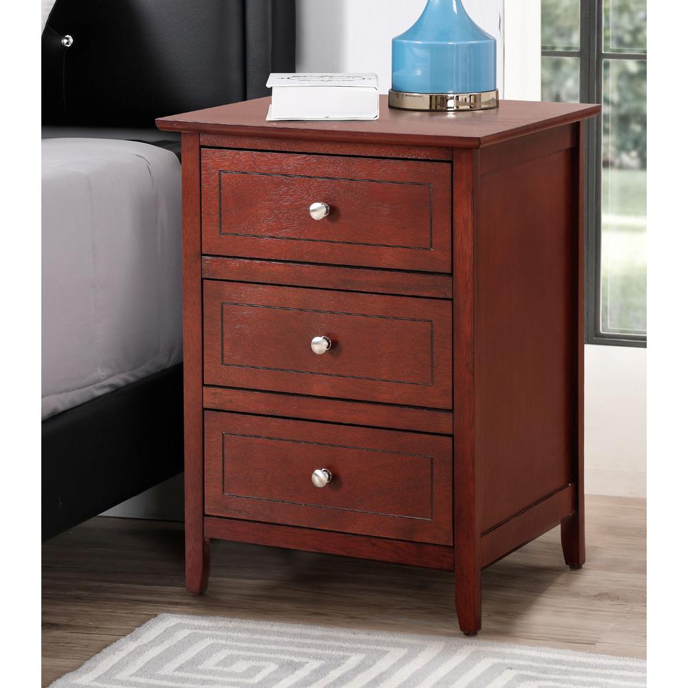 Daniel 3-Drawer Cherry Nightstand (25 in. H x 15 in. W x 19 in. D). Picture 6