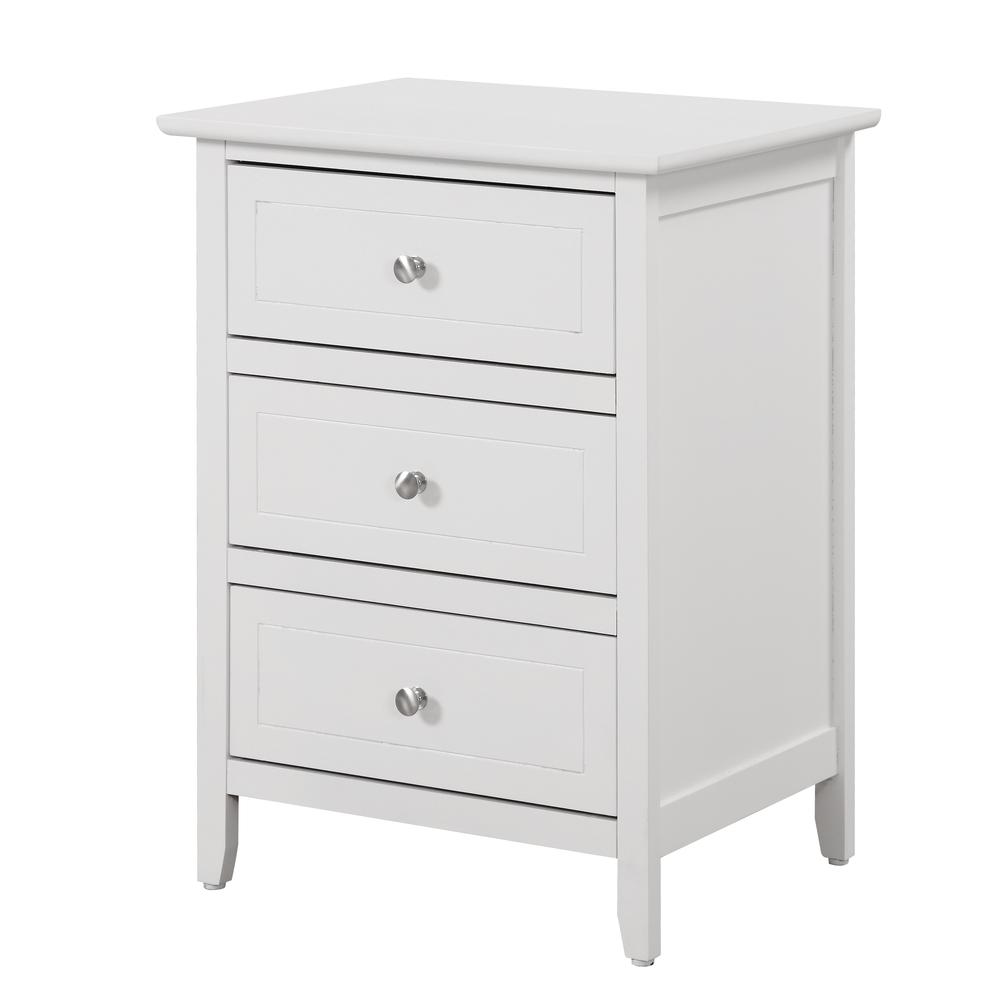 Daniel 3-Drawer White Nightstand (25 in. H x 15 in. W x 19 in. D). Picture 2