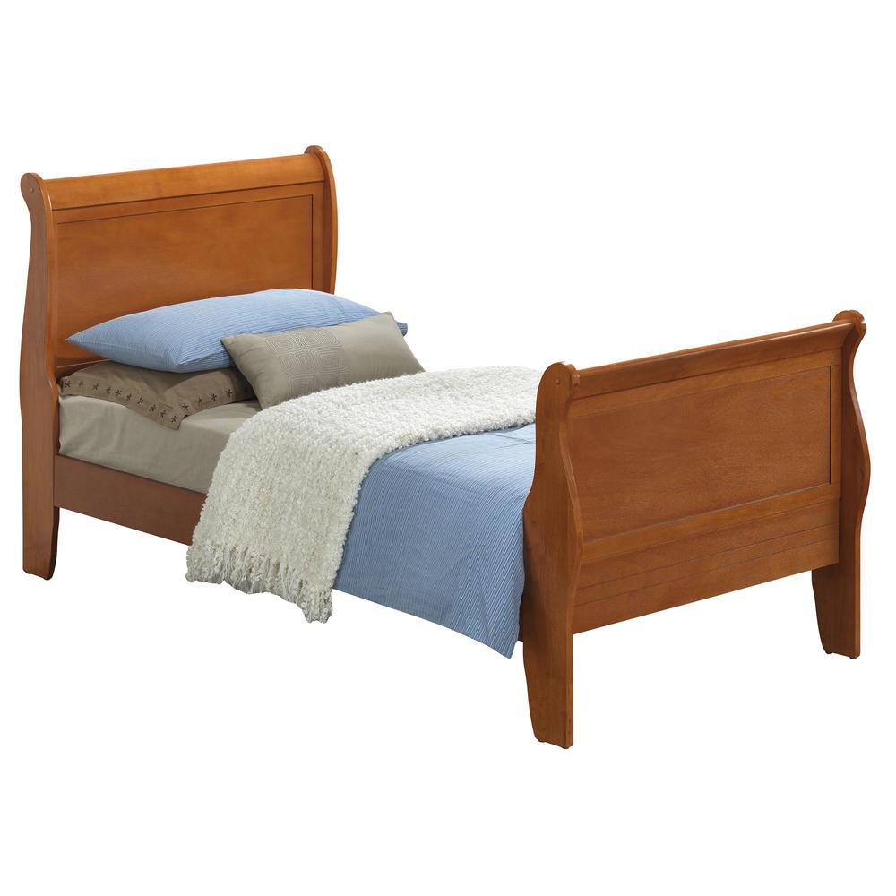Louis Philippe Oak Twin Sleigh Bed with Headboard and Footboard. Picture 2