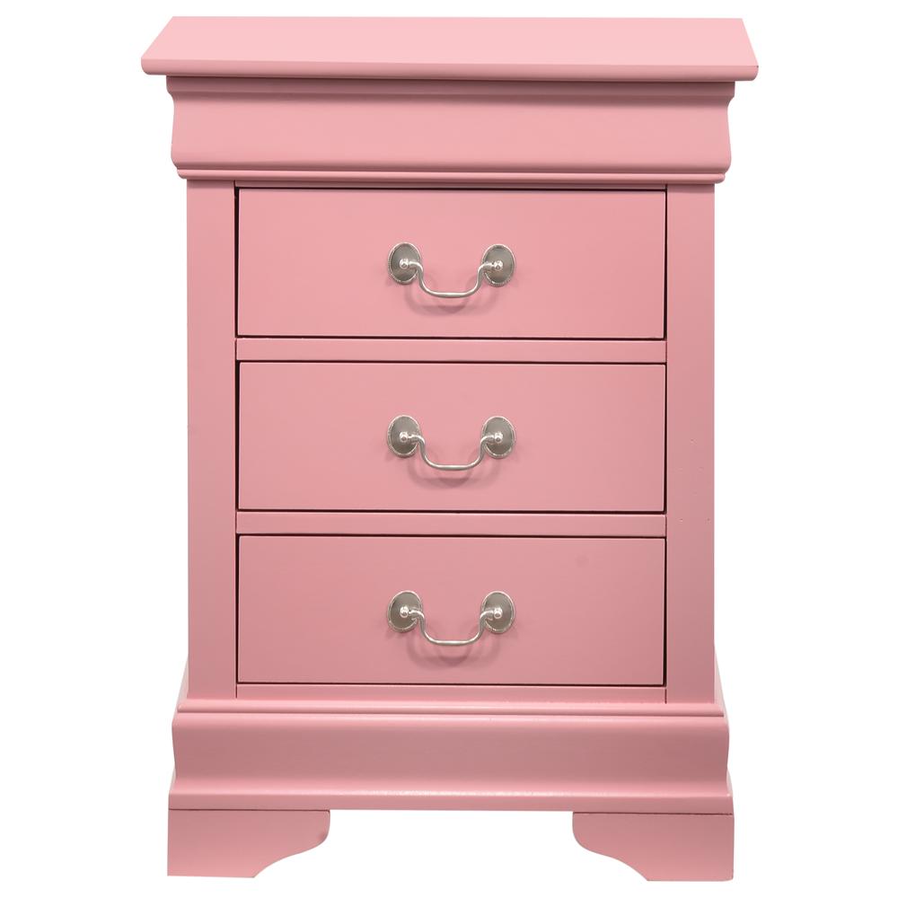 Louis Philippe 3-Drawer Pink Nightstand (29 in. H x 16 in. W x 21 in. D). Picture 1
