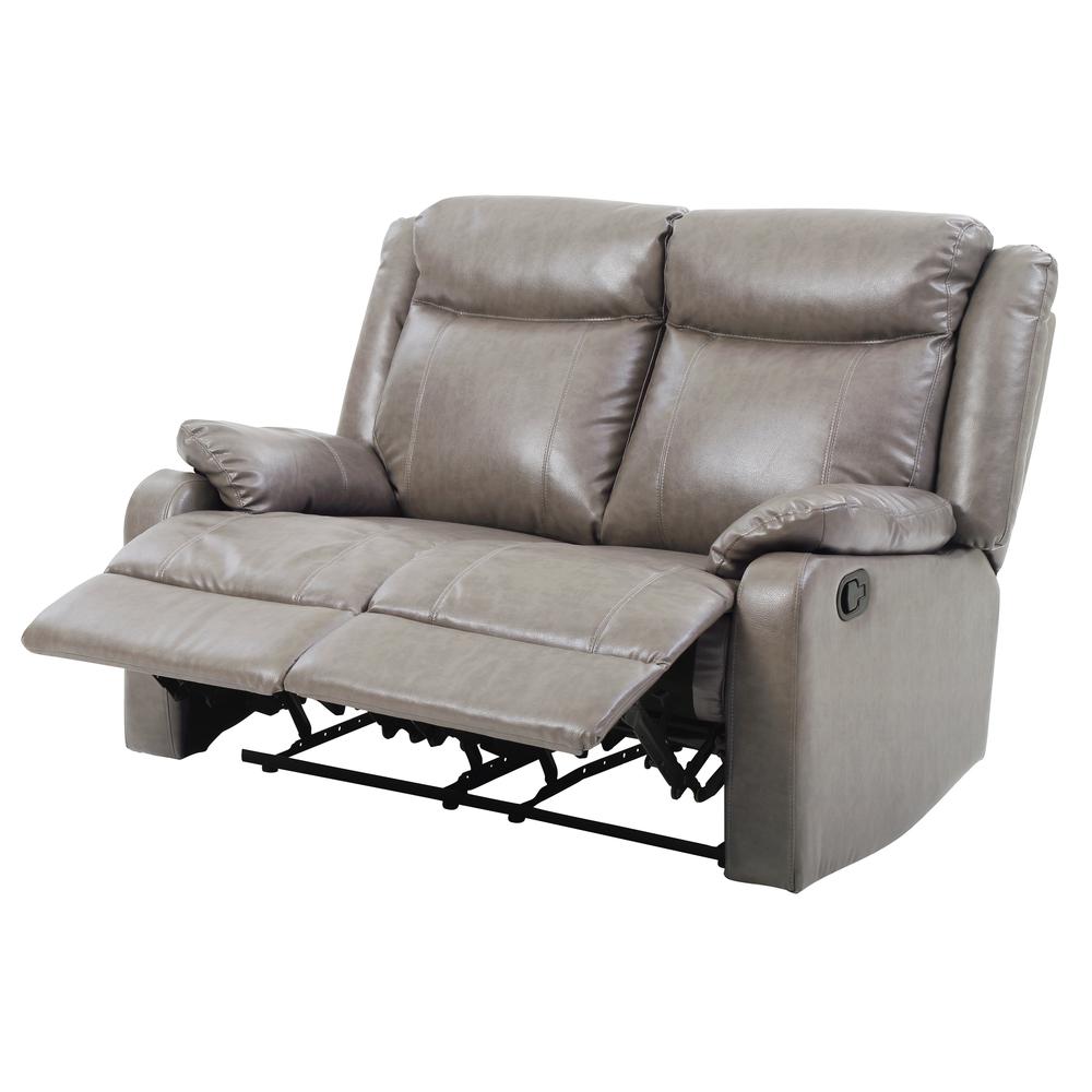 Ward 55 in. Gray Faux leather 2-Seater Reclining Sofa with Pillow Top Arm. Picture 2