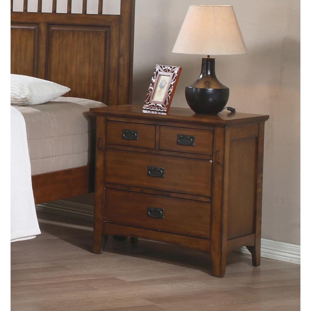 4-Drawer Distressed Warm Chestnut with Satin Gloss Nightstand 30 in. H x 30 in. W x 17 in. D. Picture 7