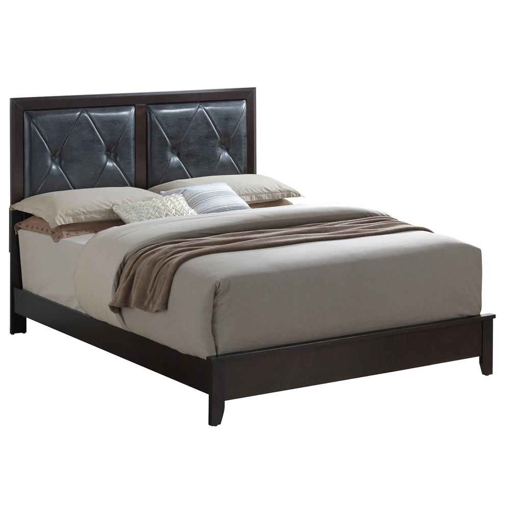 Primo Espresso Upholstered Queen Panel Bed. Picture 2