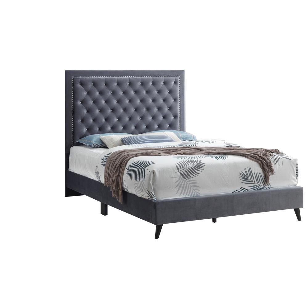Alba Gray Queen Panel Bed. Picture 1