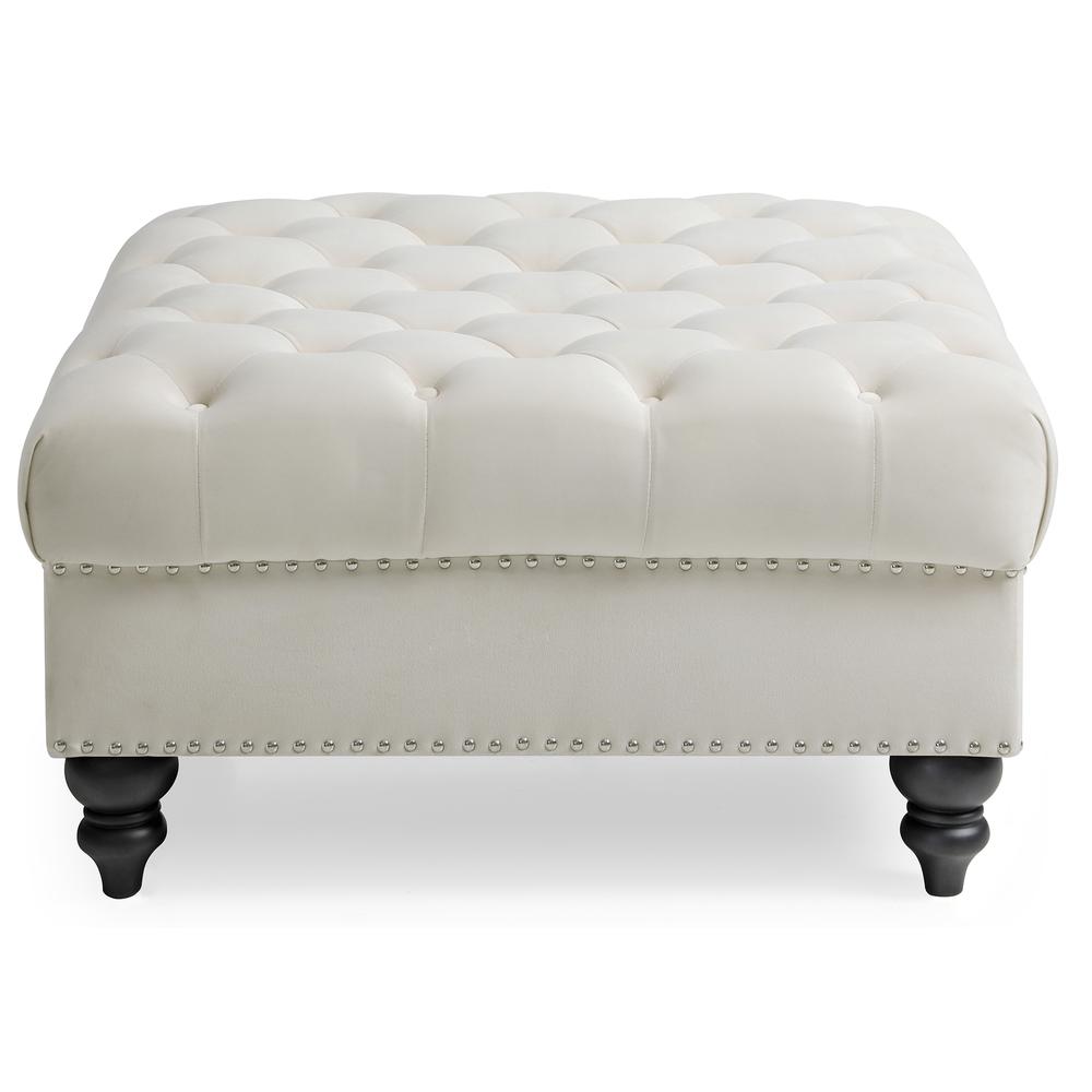 Nola Ivory Tufted Ottoman. Picture 1