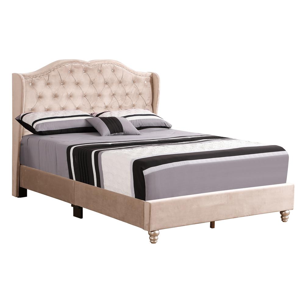 Joy Jewel Beige Tufted Full Panel Bed. Picture 1