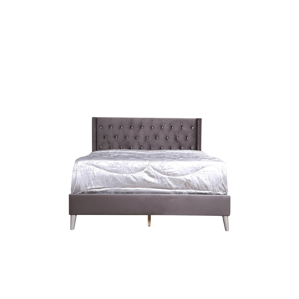 Bergen Dark Gray Full Tufted Panel Bed. Picture 2