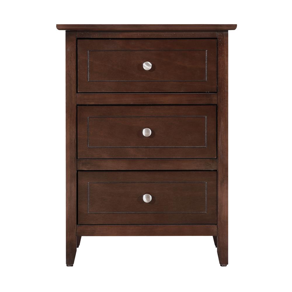 Daniel 3-Drawer Cappuccino Nightstand (25 in. H x 15 in. W x 19 in. D). Picture 1