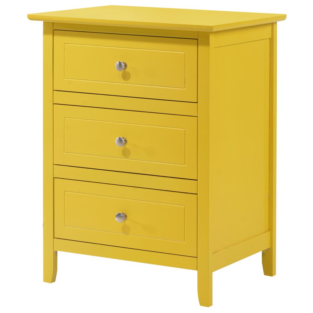 Daniel 3-Drawer Yellow Nightstand (25 in. H x 15 in. W x 19 in. D). Picture 2