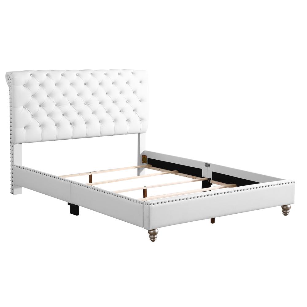 Maxx White Tufted Upholstered King Panel Bed. Picture 3