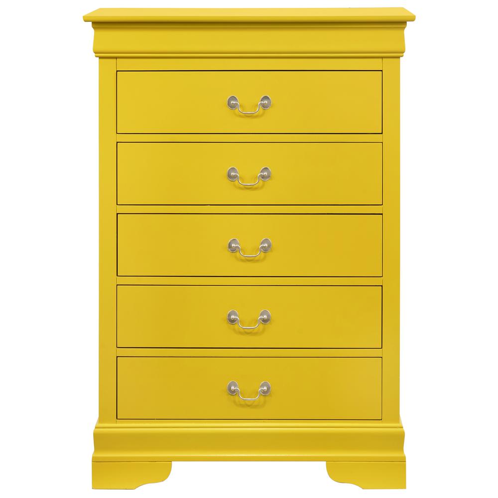 Louis Phillipe Yellow 5 Drawer Chest of Drawers (33 in L. X 18 in W. X 48 in H.). Picture 2