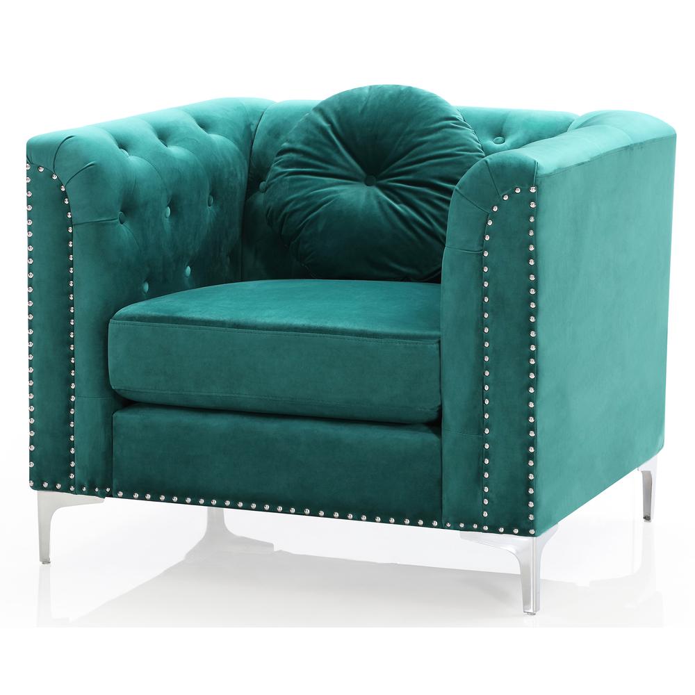 Pompano Green Tufted Velvet Accent Chair. Picture 2