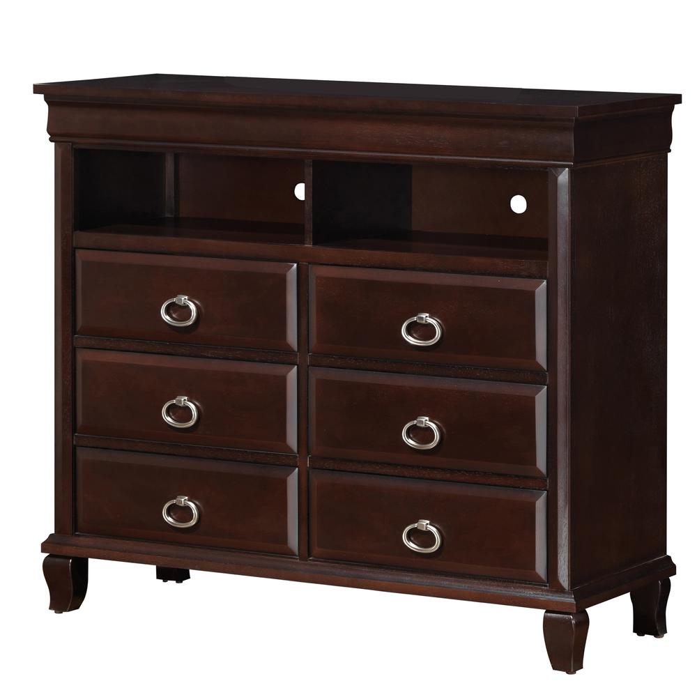Triton Cappuccino 6-Drawer Chest of Drawers (47 in. L X 17 in. W X 40 in. H). Picture 1