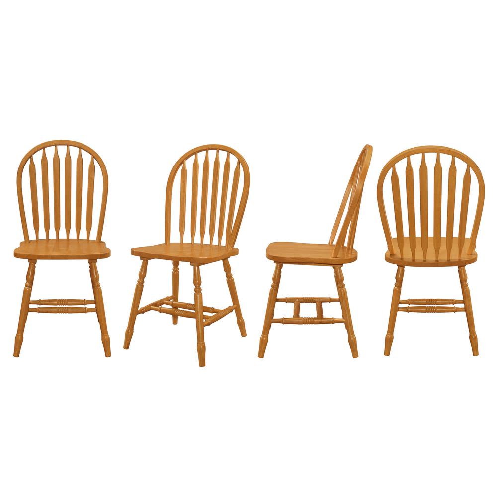Light Oak Solid Wood Windsor Arrowback Dining Chairs (Set of 4). Picture 1