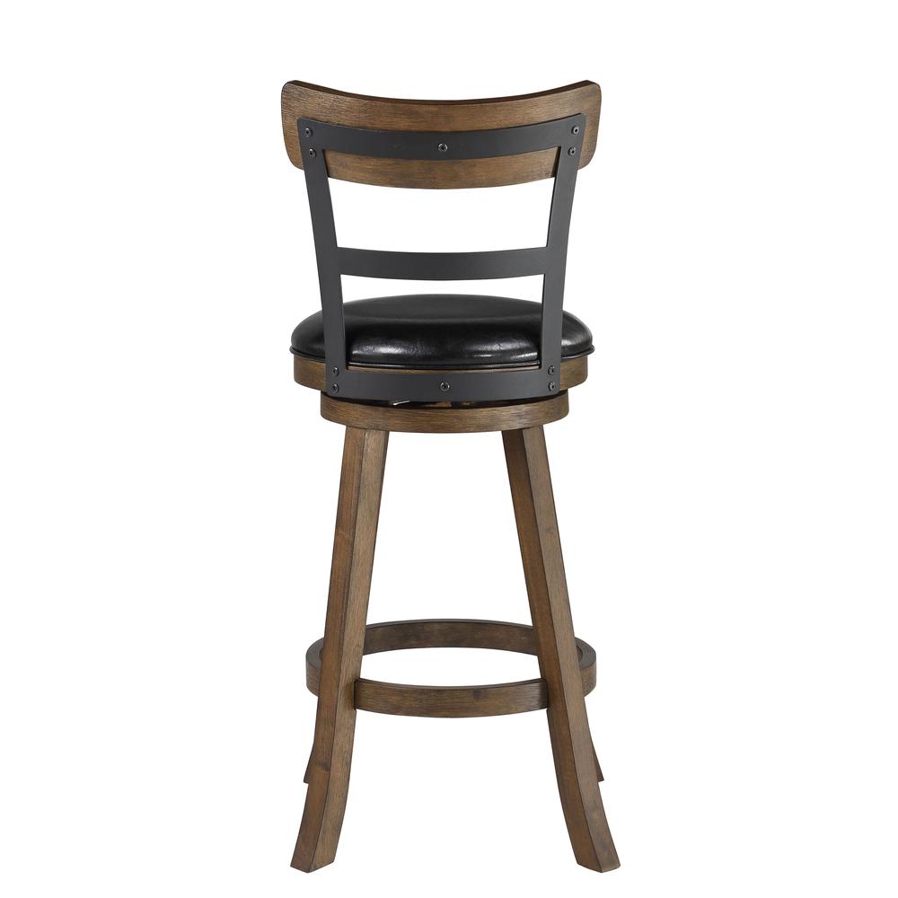 SH 42.5 in. Walnut High Back Wood and Metal 29 in. Bar Stool. Picture 3