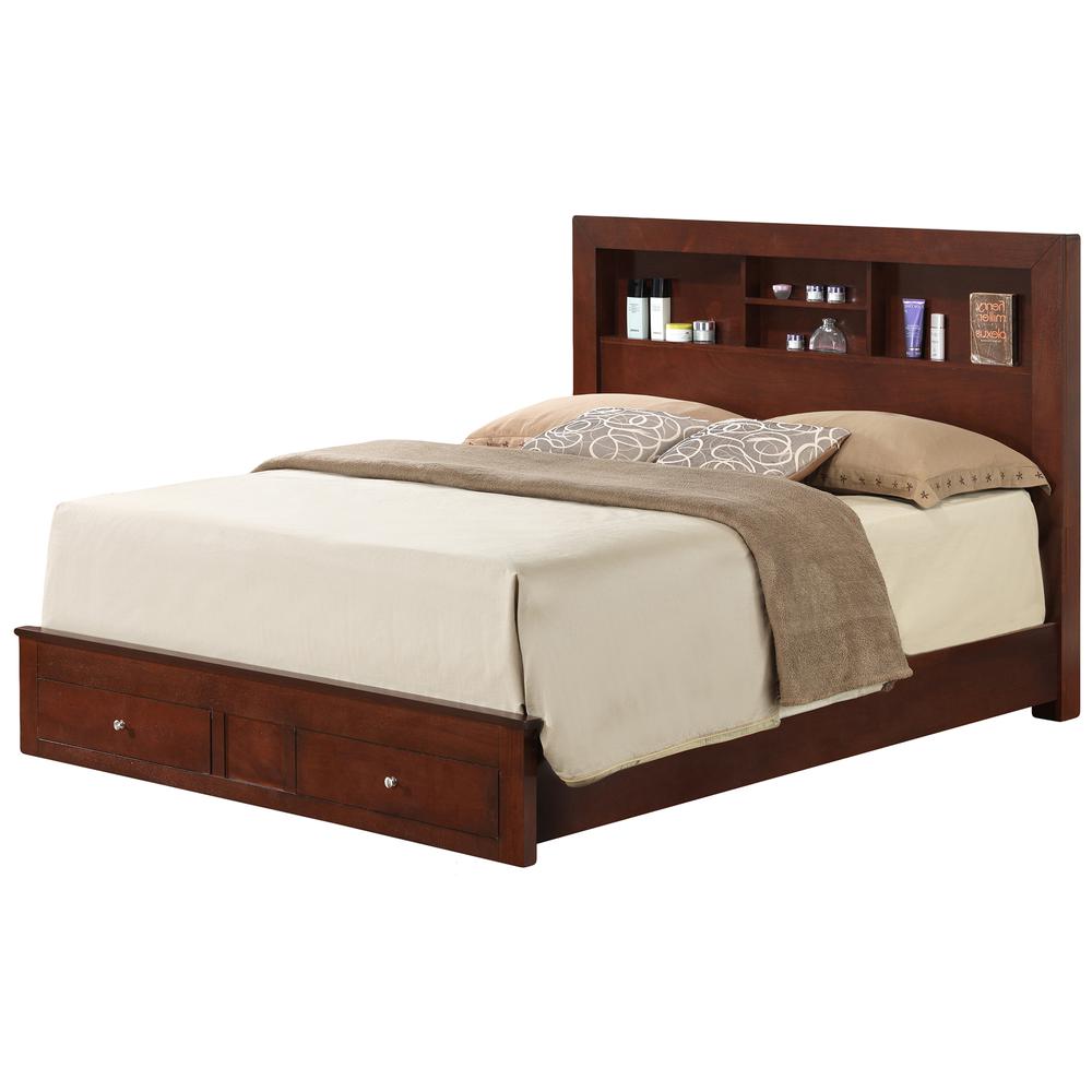 Burlington Cherry Full Storage Platform Bed with Storage Drawers and Storage Shelves. Picture 2