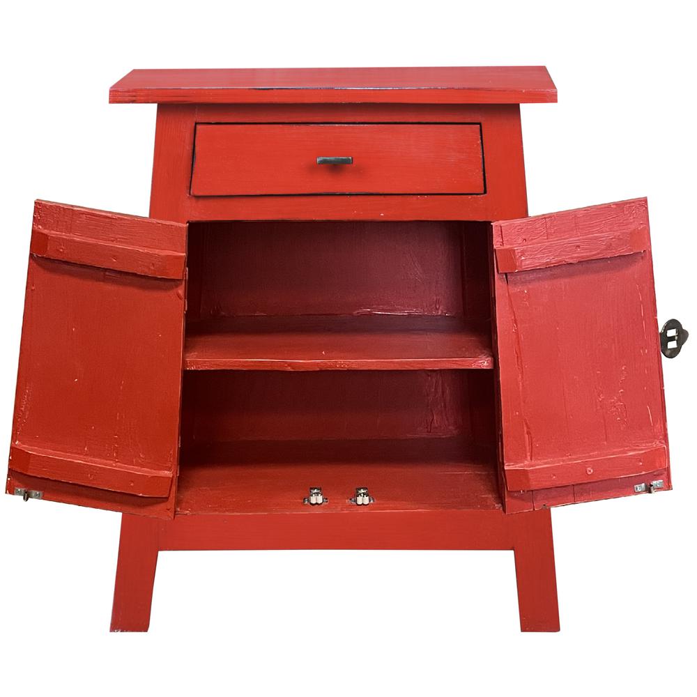 Shabby Chic Cottage 21 in. Red Rectangular Wood End Table. Picture 3