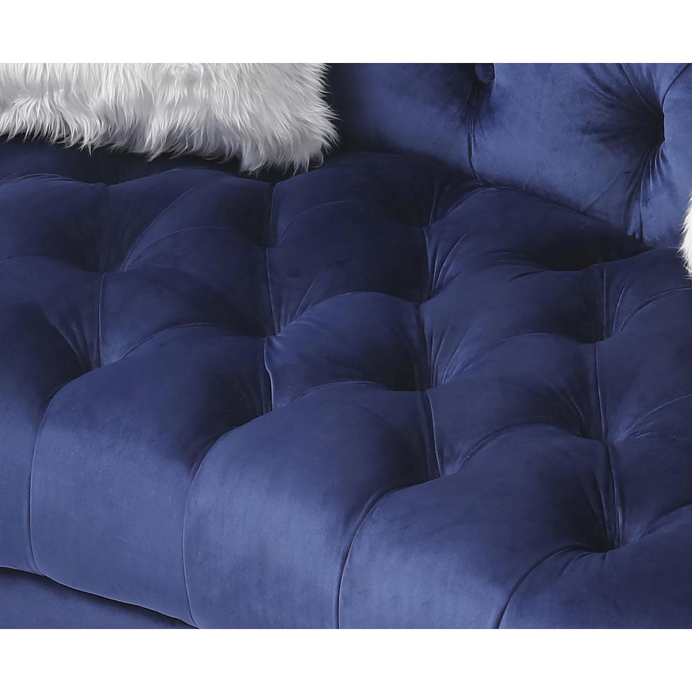 Dania 87 in. W Flared Arm Velvet Straight Sofa in Blue. Picture 7