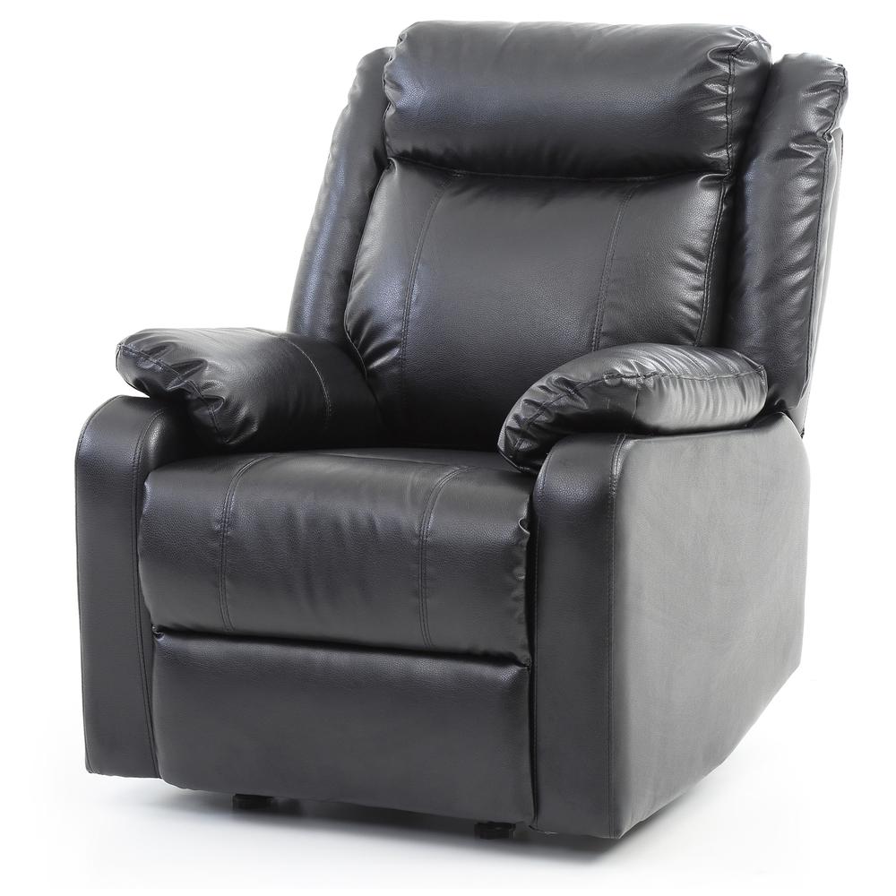 Ward Black Reclining Accent Chair with Pillow Top Arm. Picture 4