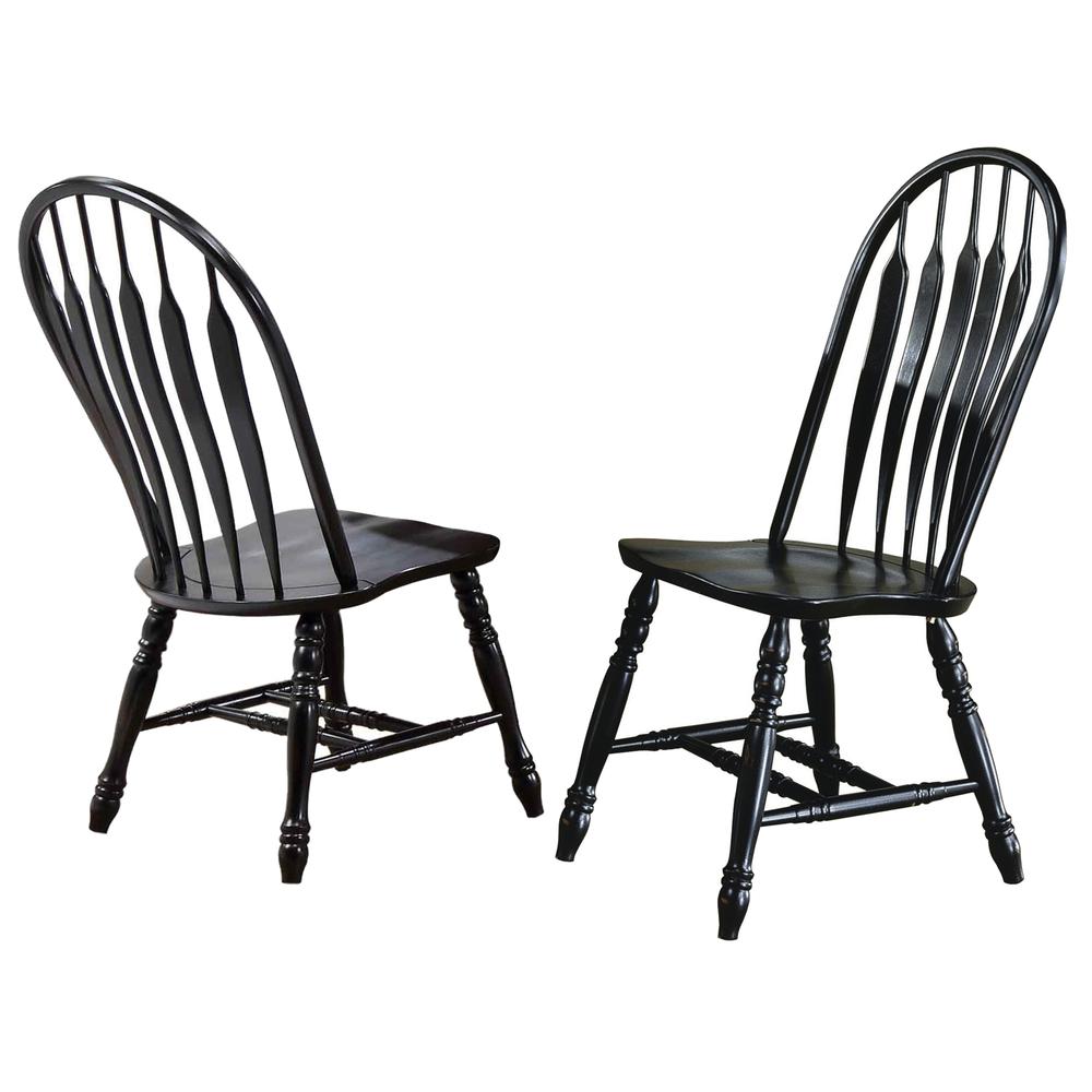 Oak Selections Distressed Antique Black with Cherry Rub Side Chair (Set of 2), BH-4130-AB-2. Picture 2
