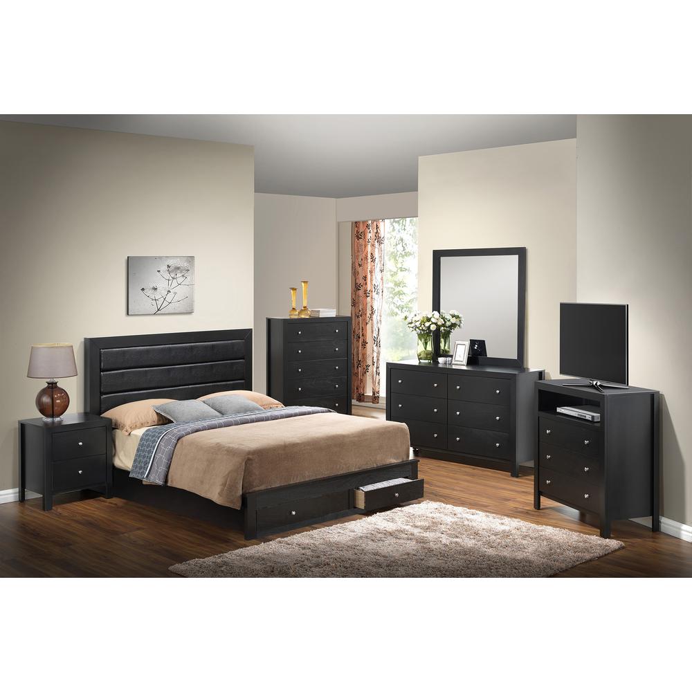 Burlington Black Upholstered King Panel Bed with Two Storage Drawers. Picture 3