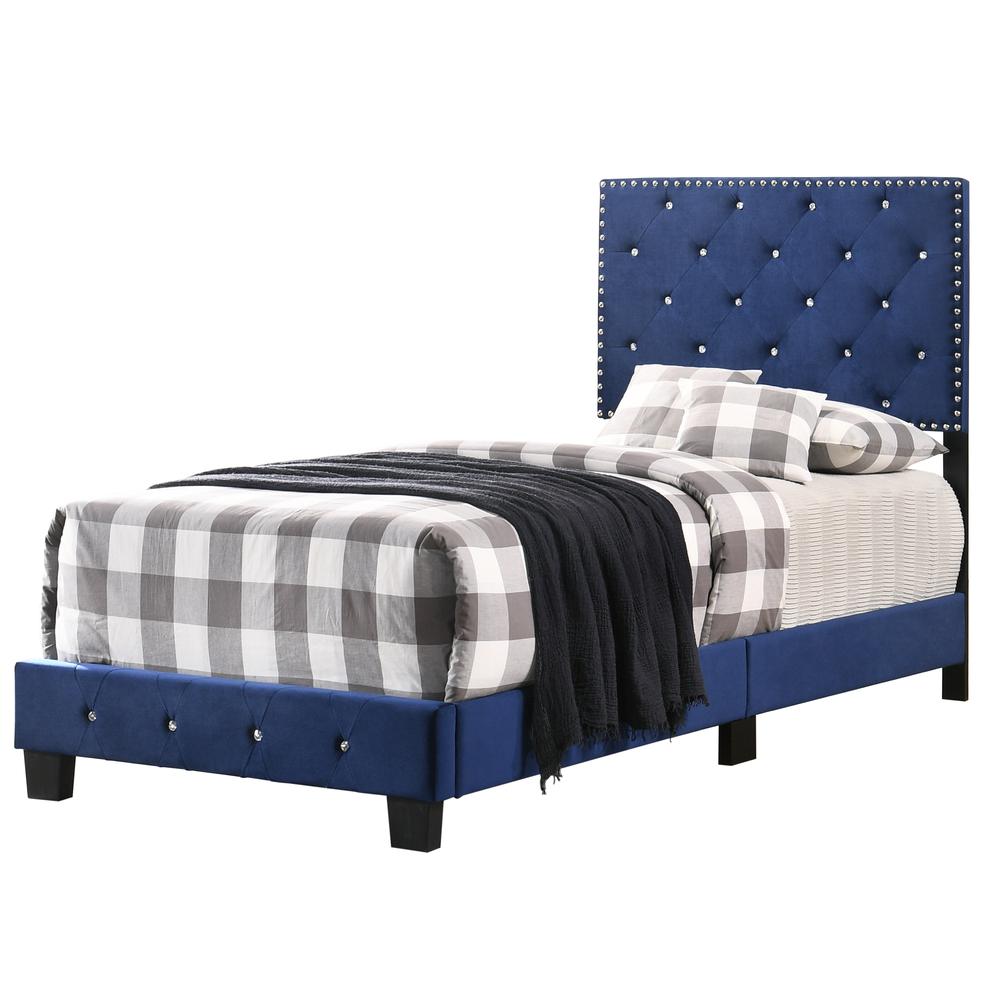Suffolk Navy Blue Twin Panel Bed. Picture 1