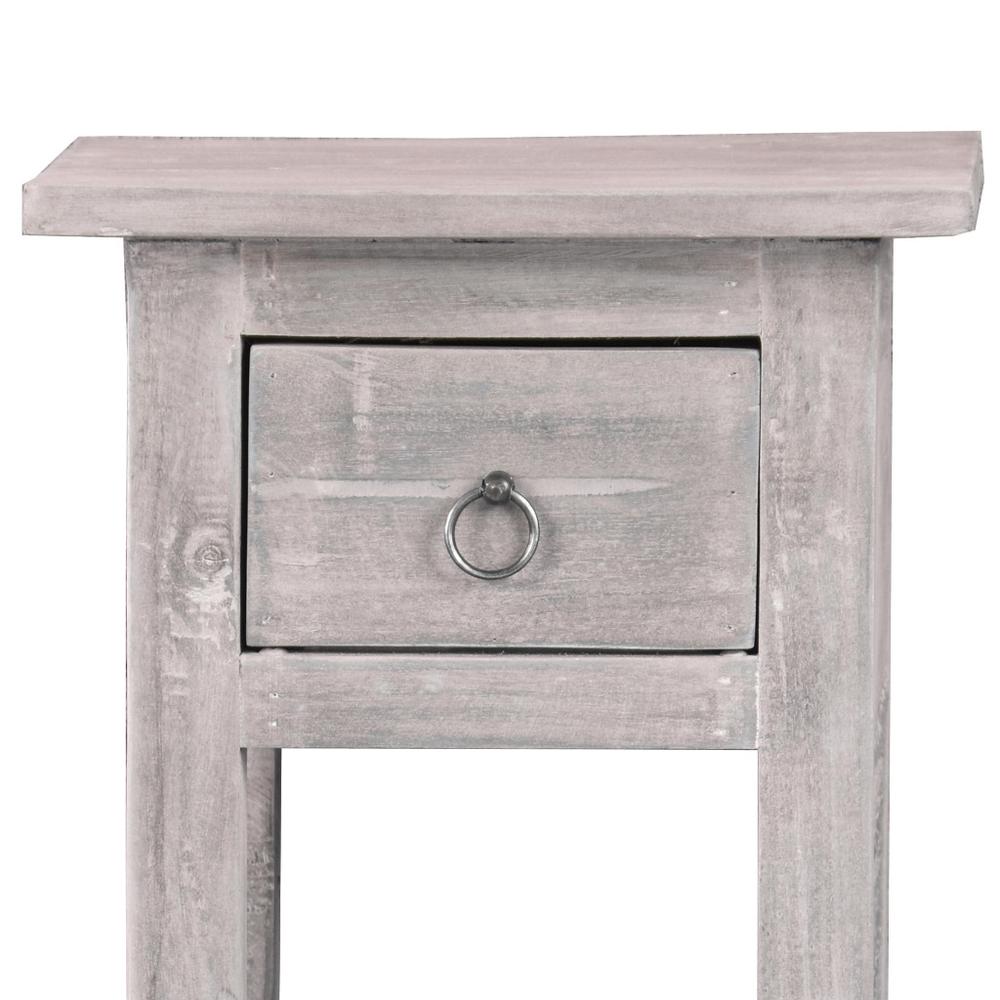 Shabby Chic Cottage 11.8 in. Stonewall Gray Square Solid Wood End Table with 1 Drawer. Picture 4
