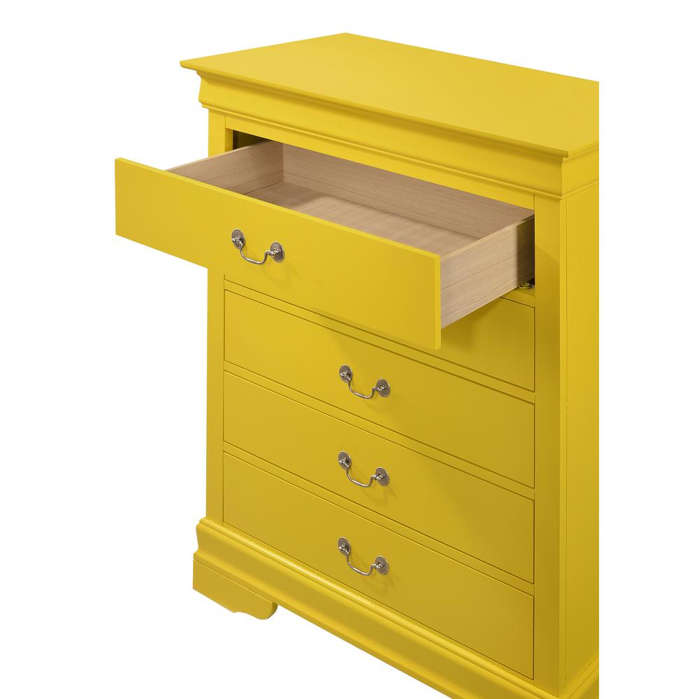 Louis Phillipe Yellow 5 Drawer Chest of Drawers (33 in L. X 18 in W. X 48 in H.). Picture 3