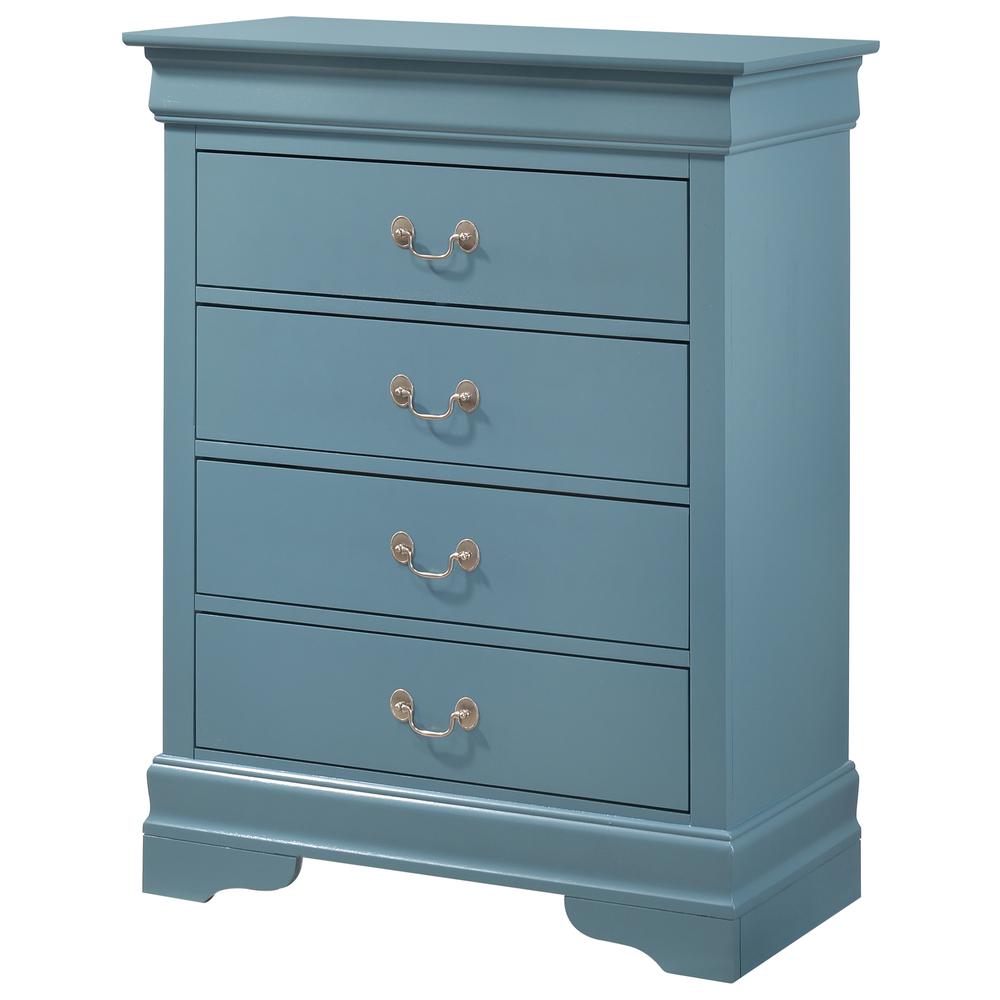 Louis Phillipe Teal 4 Drawer Chest of Drawers (31 in L. X 16 in W. X 41 in H.). Picture 1