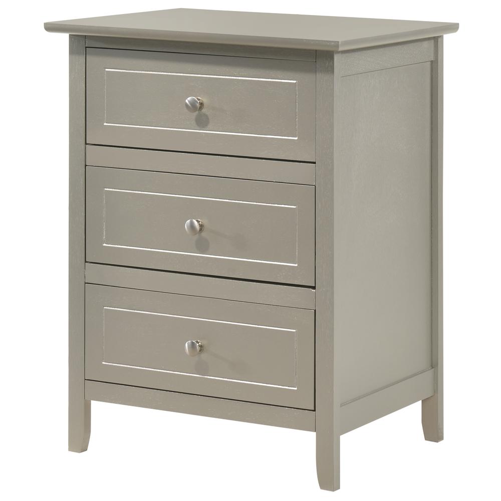 Daniel 3-Drawer Silver Champagne Nightstand (25 in. H x 15 in. W x 19 in. D). Picture 2