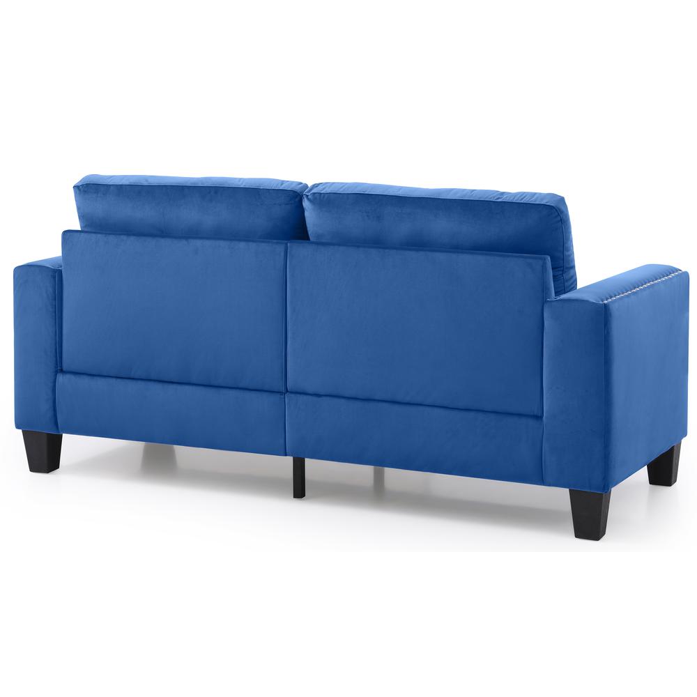 Nailer 71 in. W Flared Arm Velvet Straight Sofa in Navy Blue. Picture 4