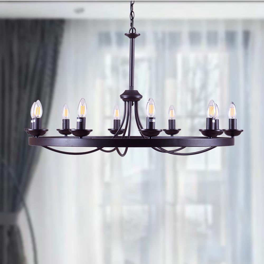 Erica 10-Light Candle Style Wagon Wheel Chandelier. Picture 3