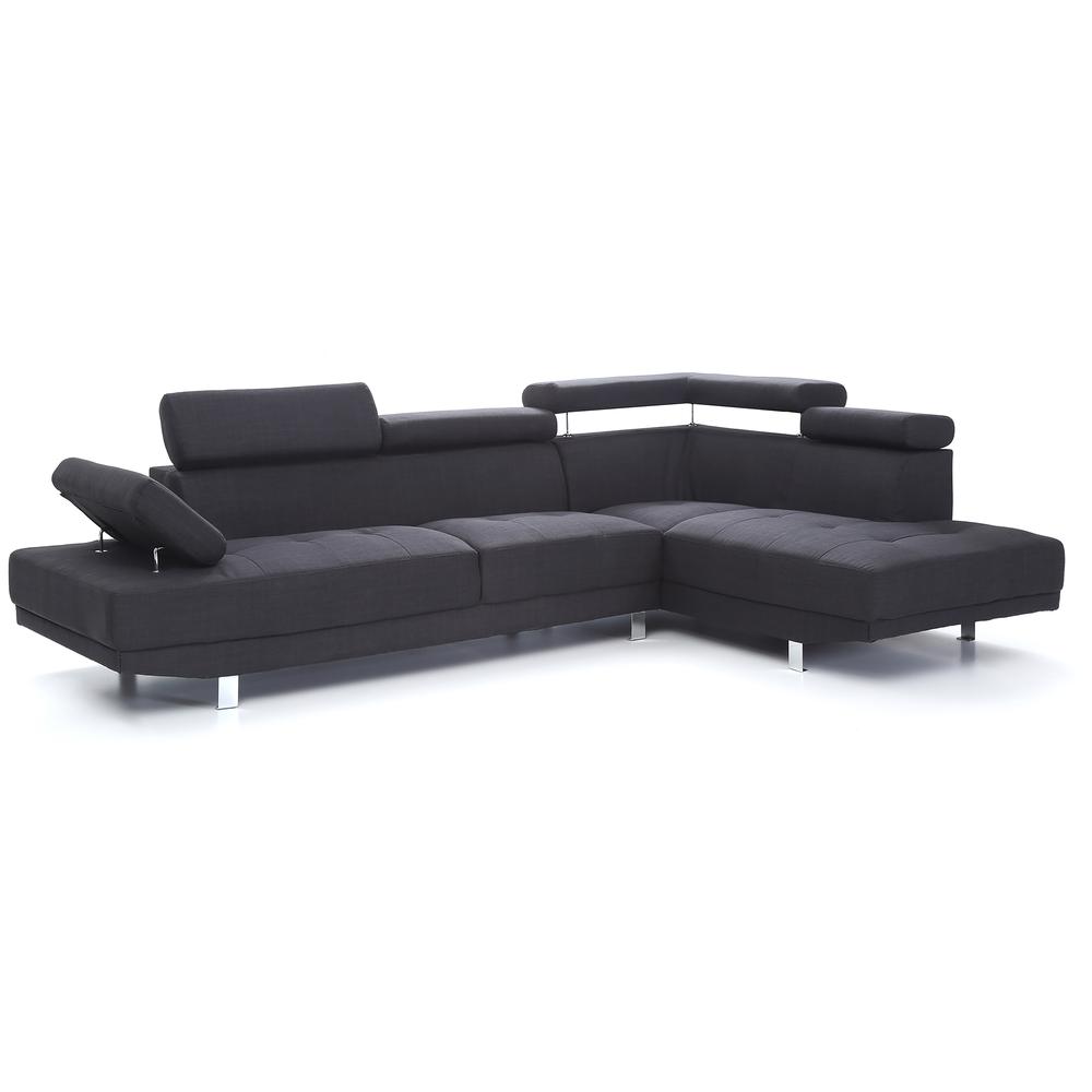 Riveredge 109 in. W 2-piece Polyester Twill L Shape Sectional Sofa in Black. Picture 4