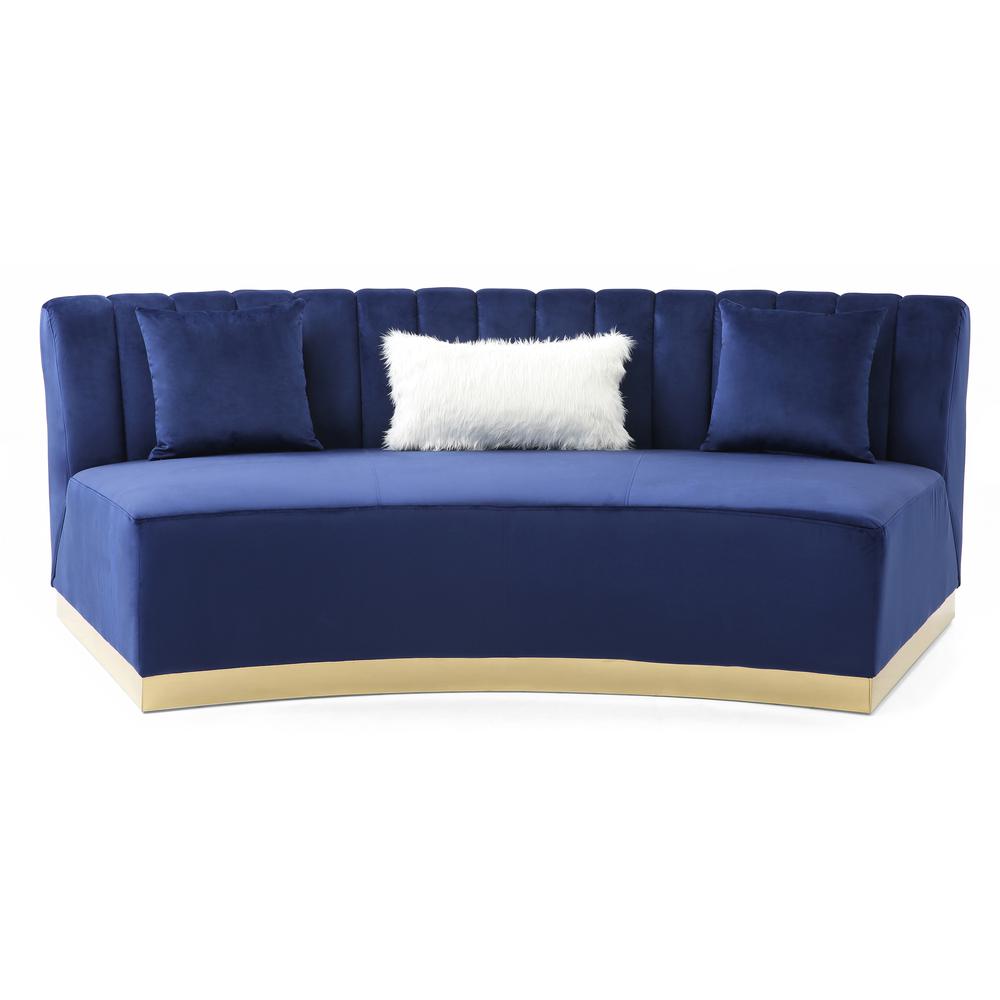 Brentwood 89 in. W Armless Velvet Curved Sofa in Blue, PF-G0432-S. Picture 1
