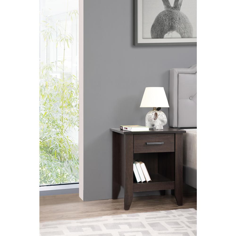 Lennox 1-Drawer Wenge Nightstand (24 in. H x 18 in. W x 21 in. D). Picture 6