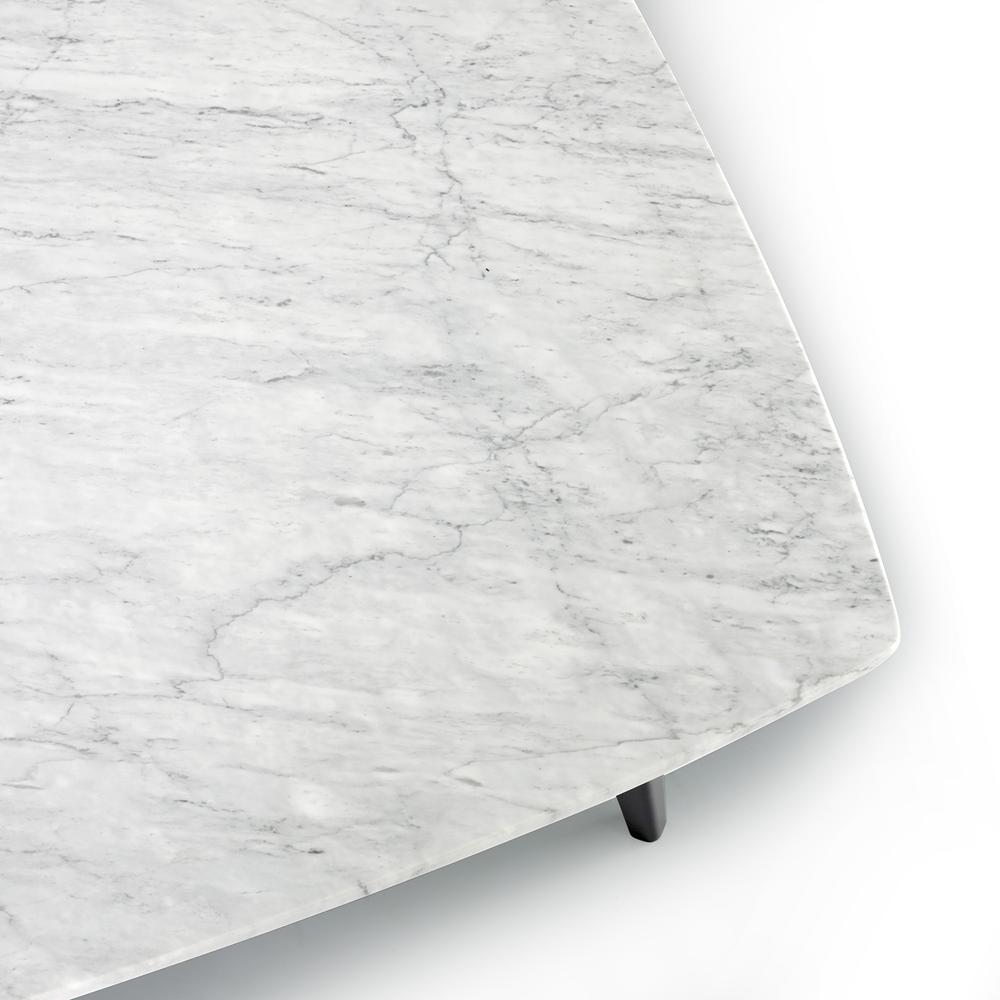 Prata 36" Square Italian Carrara White Marble Coffee Table with Metal Legs. Picture 4