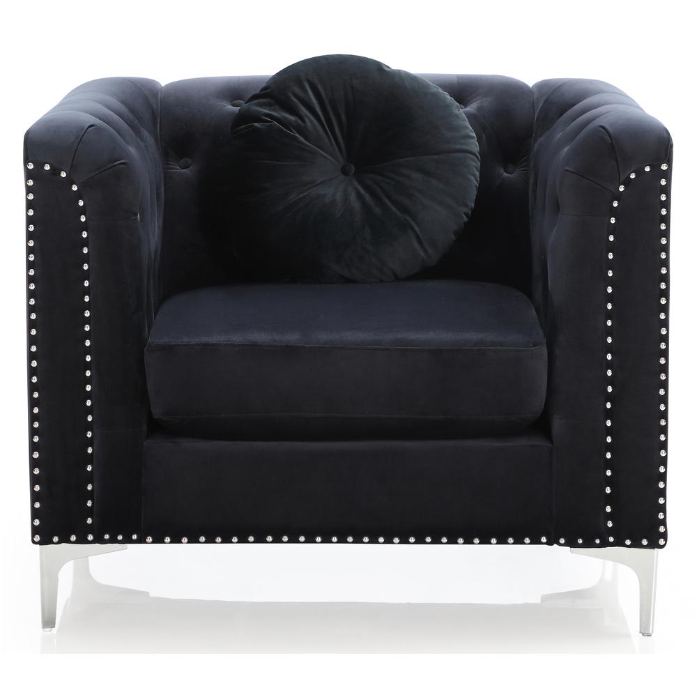 Pompano Black Tufted Velvet Accent Chair. Picture 1