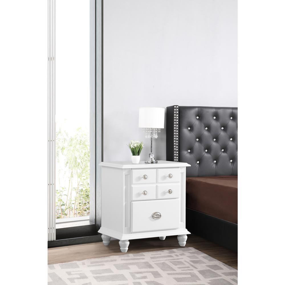 Summit 5-Drawer White Nightstand (27 in. H x 16 in. W x 24 in. D). Picture 5