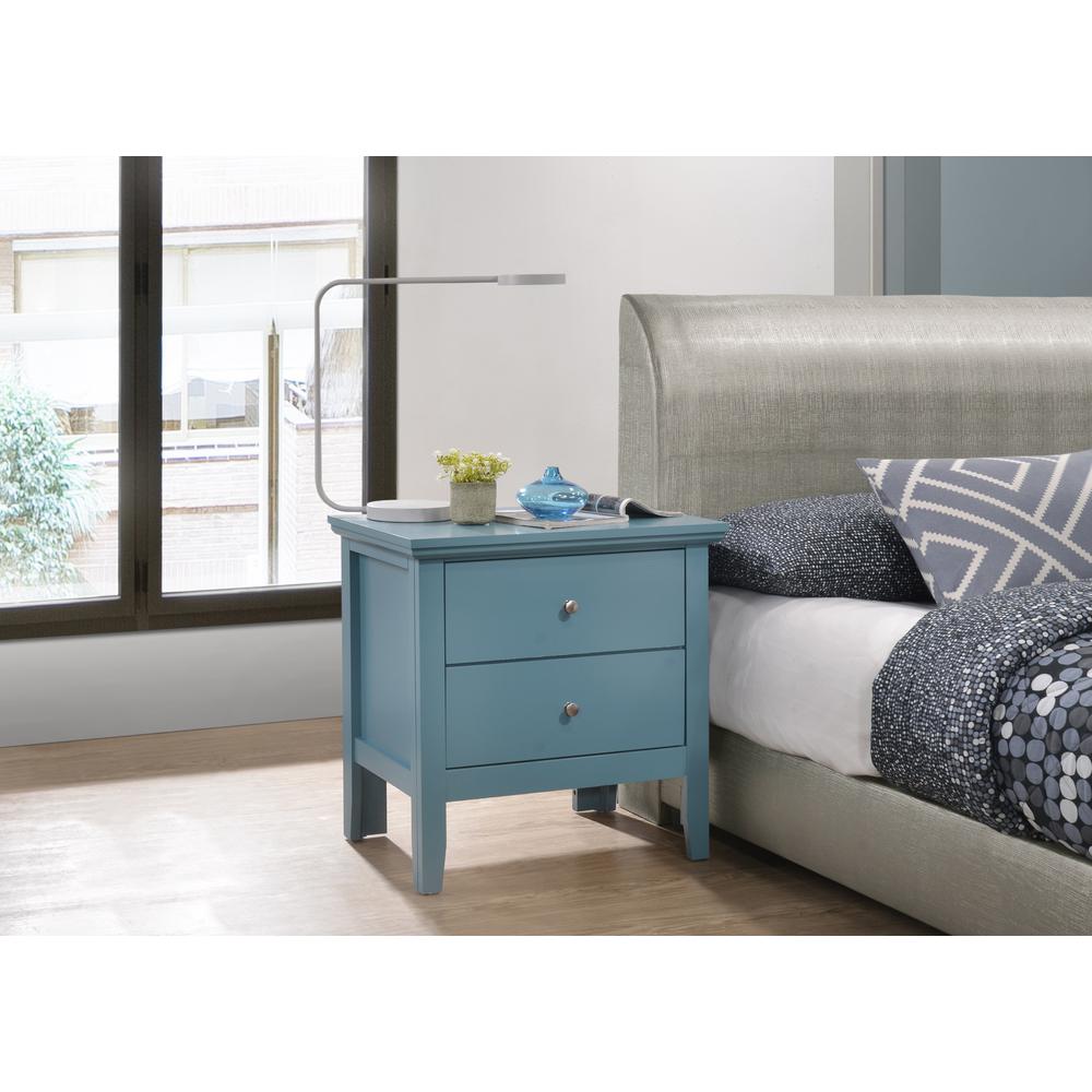 Primo 2-Drawer Teal Nightstand (24 in. H x 15.5 in. W x 19 in. D). Picture 5