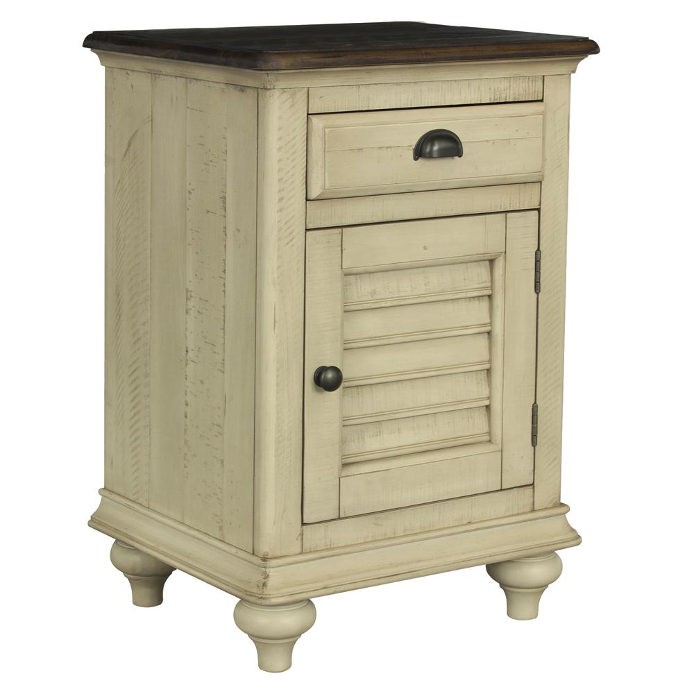 Shades of Sand 1-Drawer Cream Puff and Walnut Brown Nightstand 29.75 in. H x 20 in. W x 16.5 in. D. Picture 2