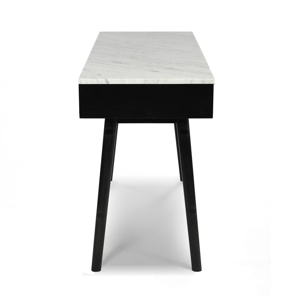 Viola 44" Rectangular White Marble Writing Desk with Black Legs, TBC-4103-PT1636-WHT. Picture 3