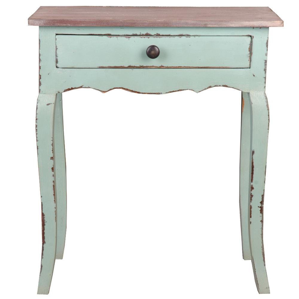 Shabby Chic Cottage 23.8 in. Bahama Rectangular Solid Wood End Table with 1 Drawer. Picture 1