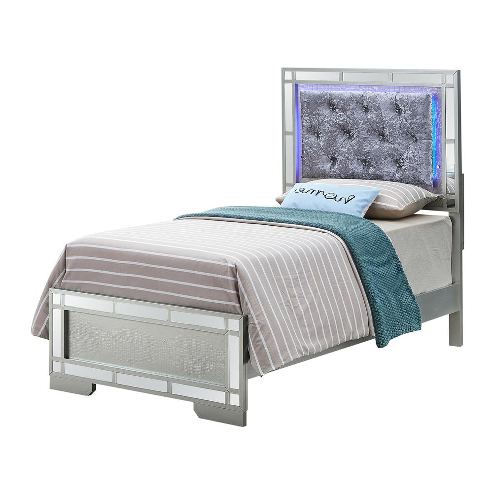 Madison Silver Champagne Twin Panel Beds. Picture 1