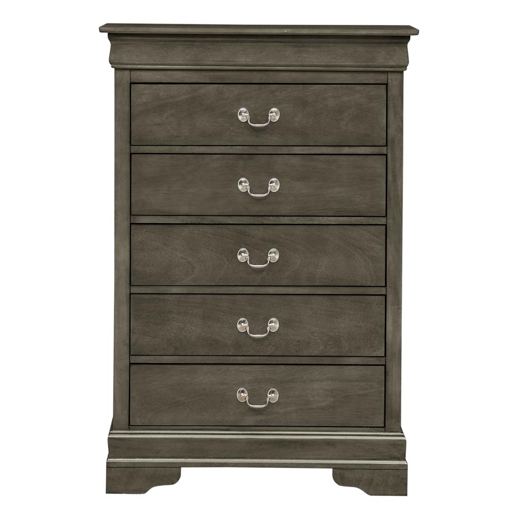 Louis Phillipe Gray 5 Drawer Chest of Drawers (33 in L. X 18 in W. X 48 in H.). Picture 2